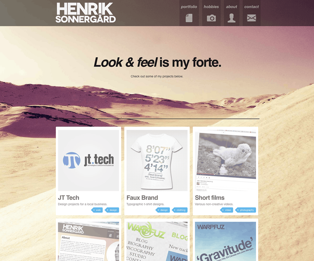 A screenshot of version 2 of henriksonnergard.com.